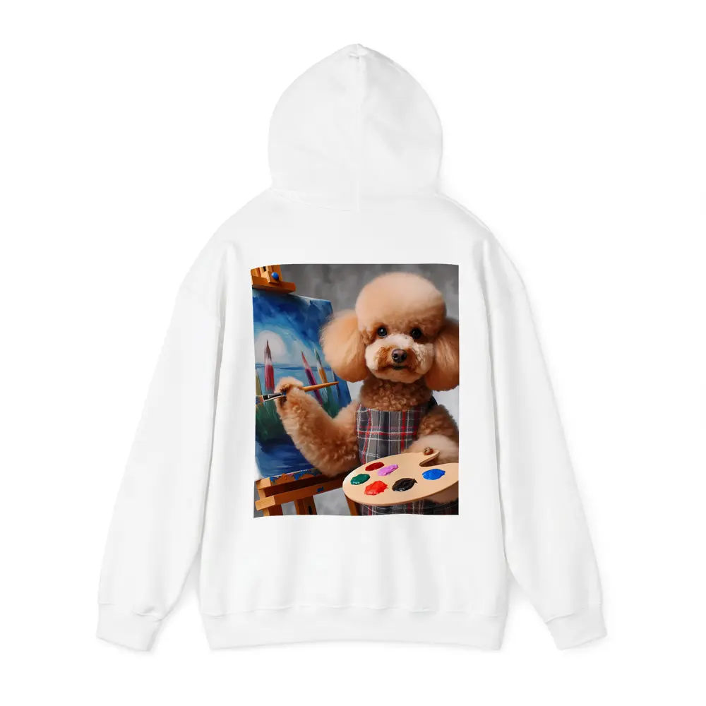 Poodle Artist Painting on Canvas Easel – Hoodies