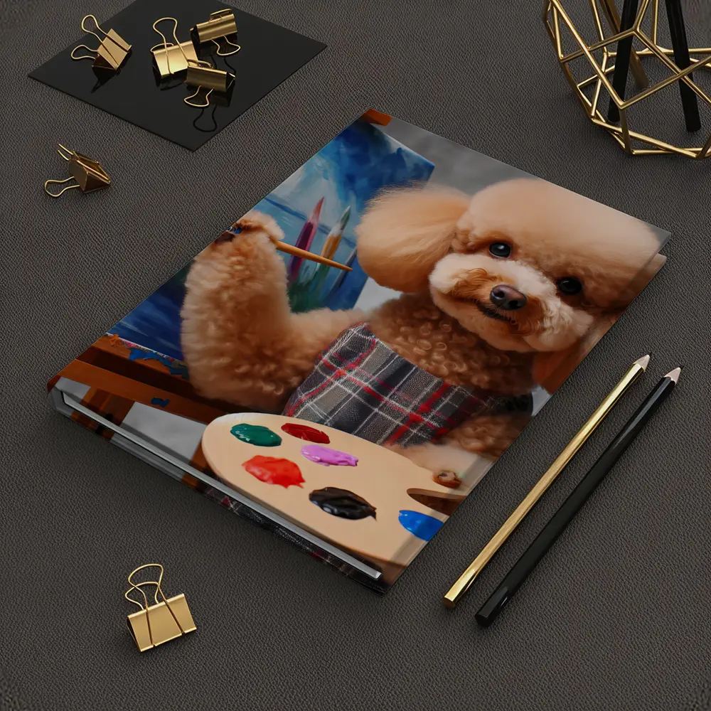 Poodle Artist Painting on Canvas Easel – Notebooks