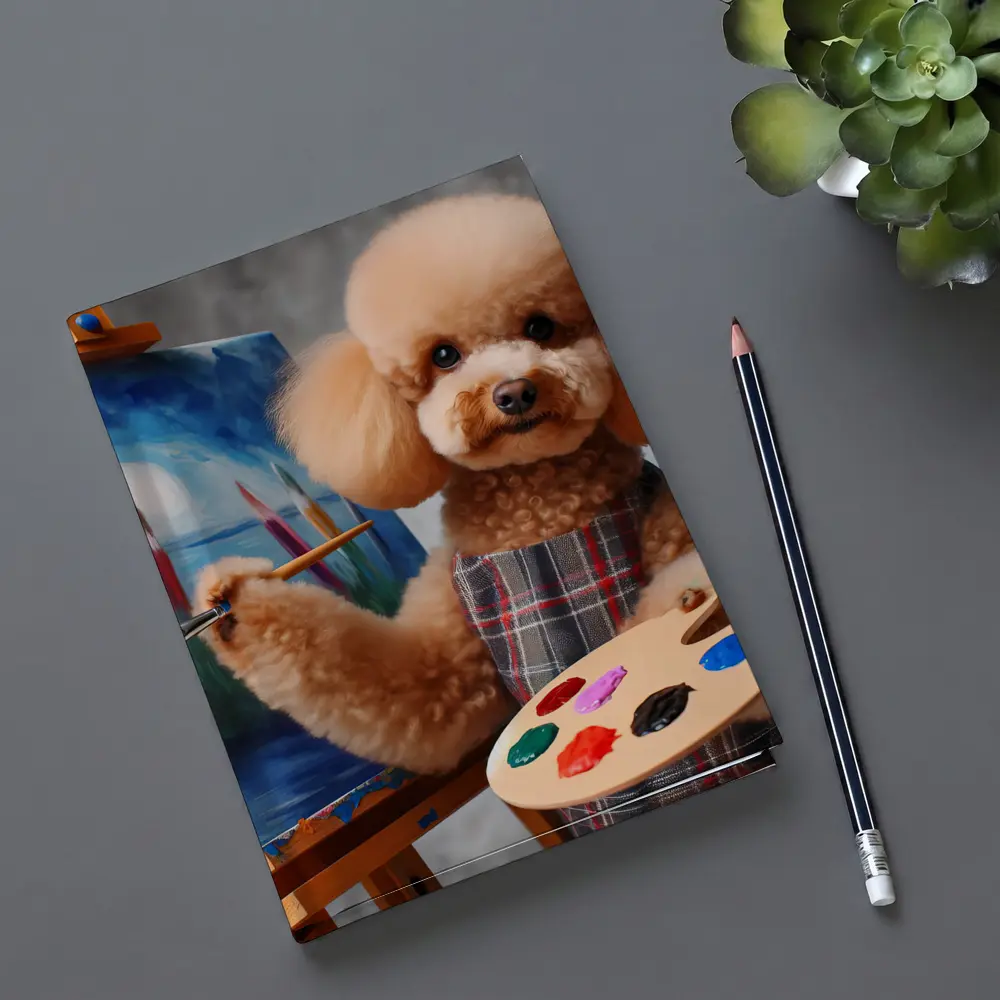 Poodle Artist Painting on Canvas Easel – Notebooks