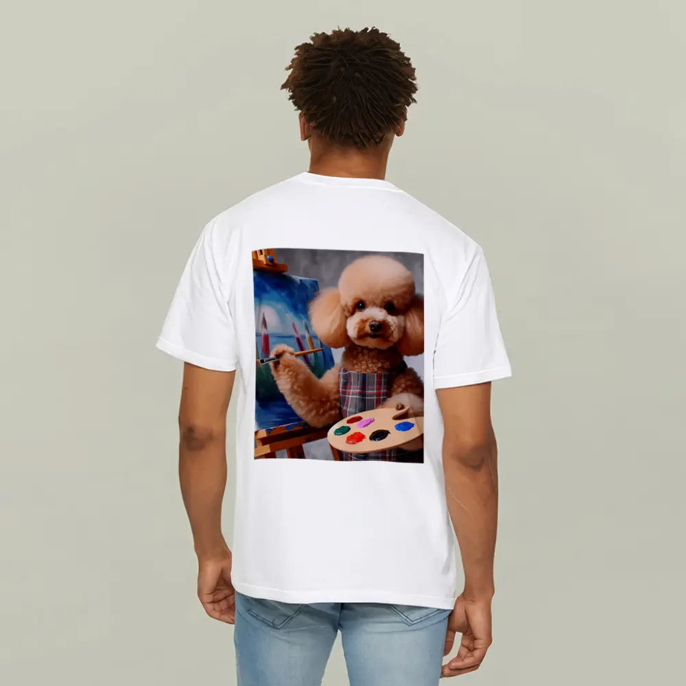 Poodle Artist Painting on Canvas Easel – T-Shirts