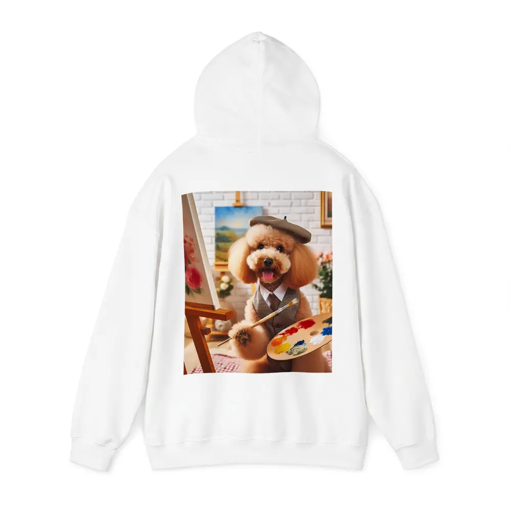 Poodle Artist Painting in Cozy Studio – Hoodies