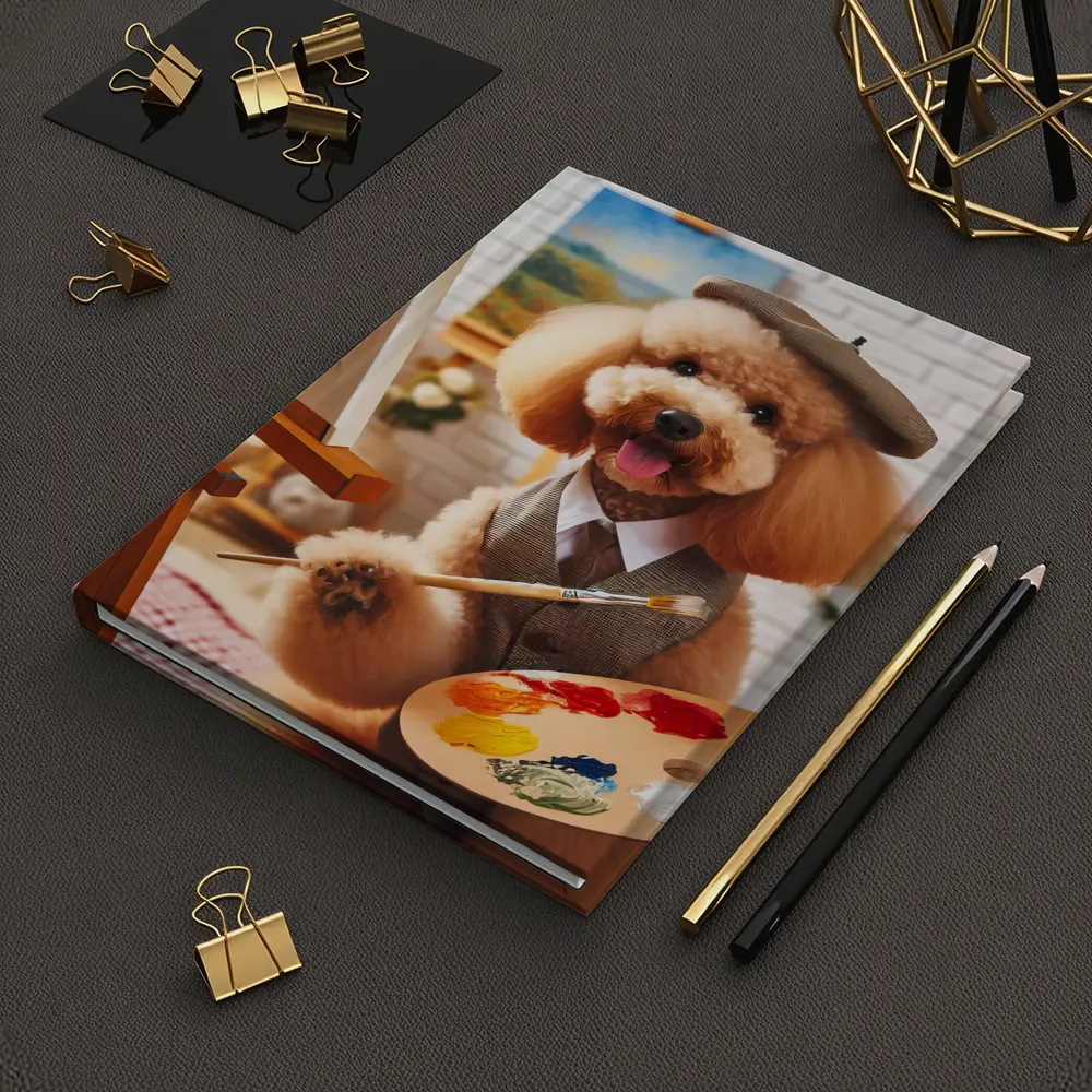 Poodle Artist Painting in Cozy Studio – Notebooks