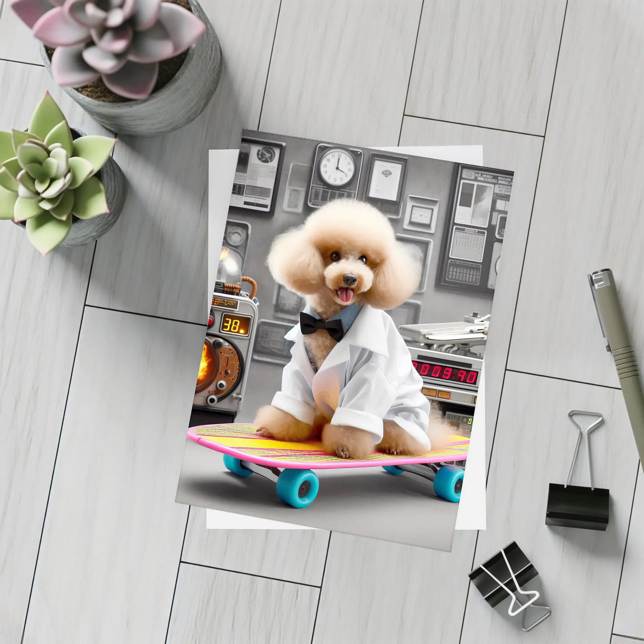 Poodle Dog Scientist Lab Hoverboard Skateboard – Postcards