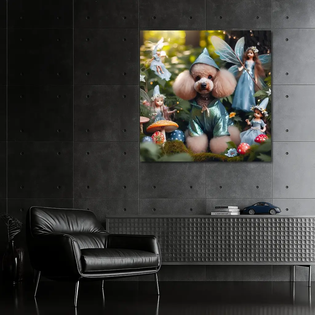 Poodle Dog Fairy Forest Fantasy Scene – Wall Art