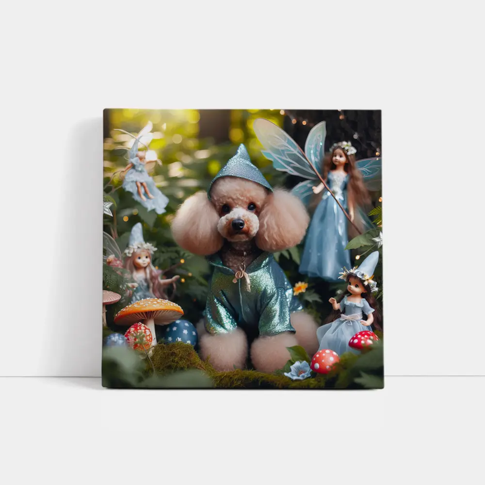 Poodle Dog Fairy Forest Fantasy Scene – Wall Art