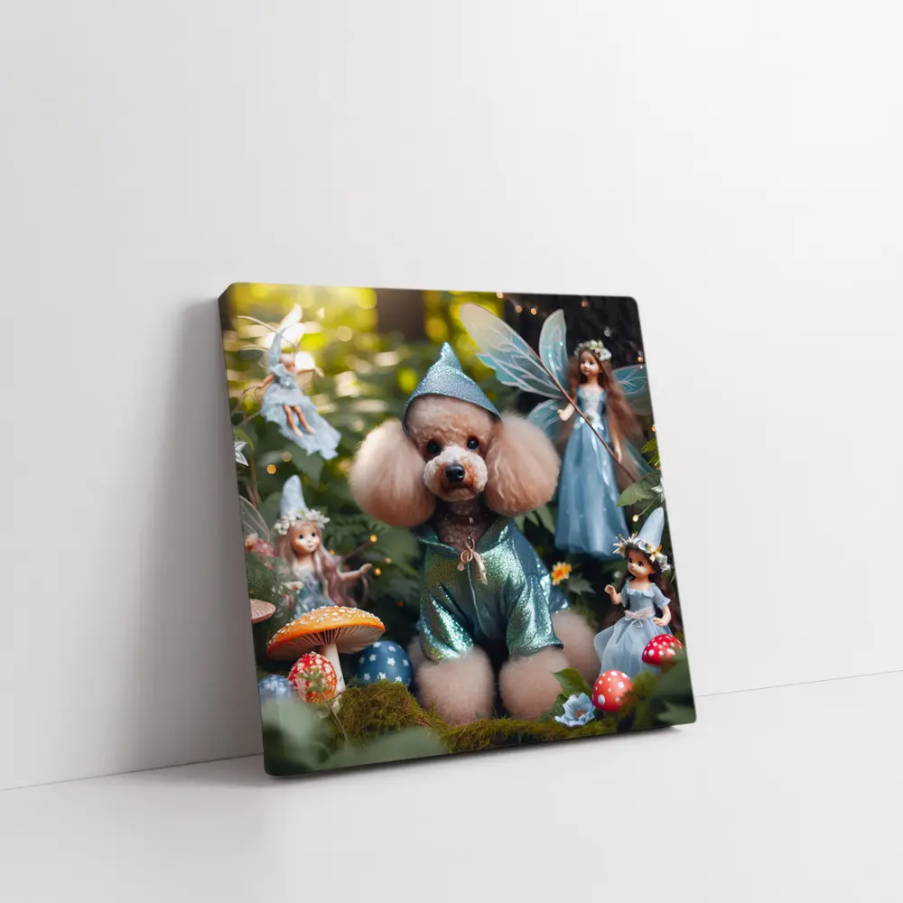 Poodle Dog Fairy Forest Fantasy Scene – Wall Art