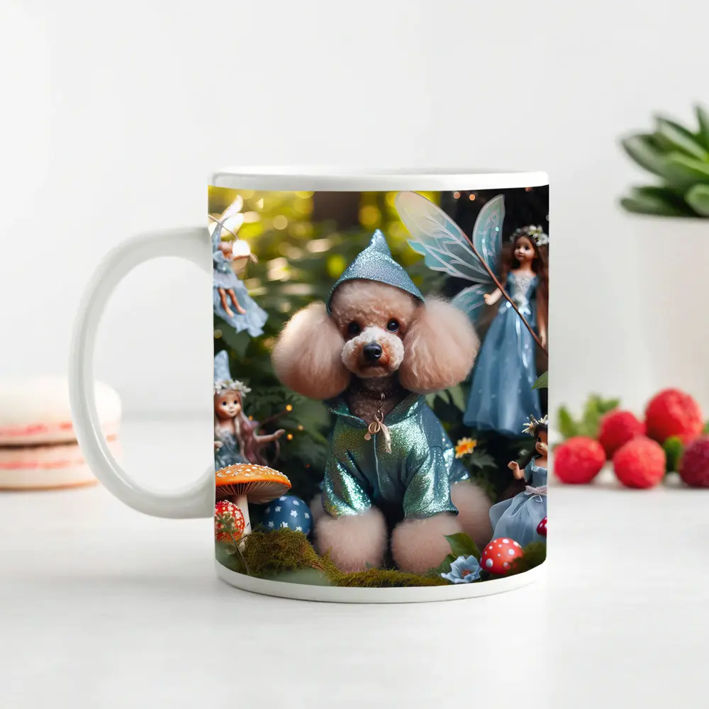 Poodle Dog Fairy Forest Fantasy Scene – Mugs