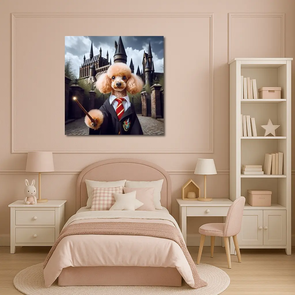 Poodle Wizard Hogwarts Castle Fantasy Art – Wall Art
