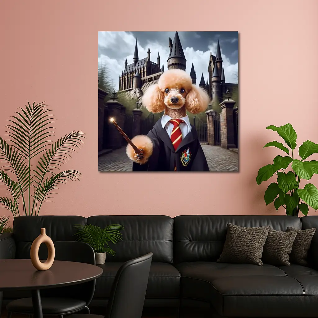 Poodle Wizard Hogwarts Castle Fantasy Art – Wall Art