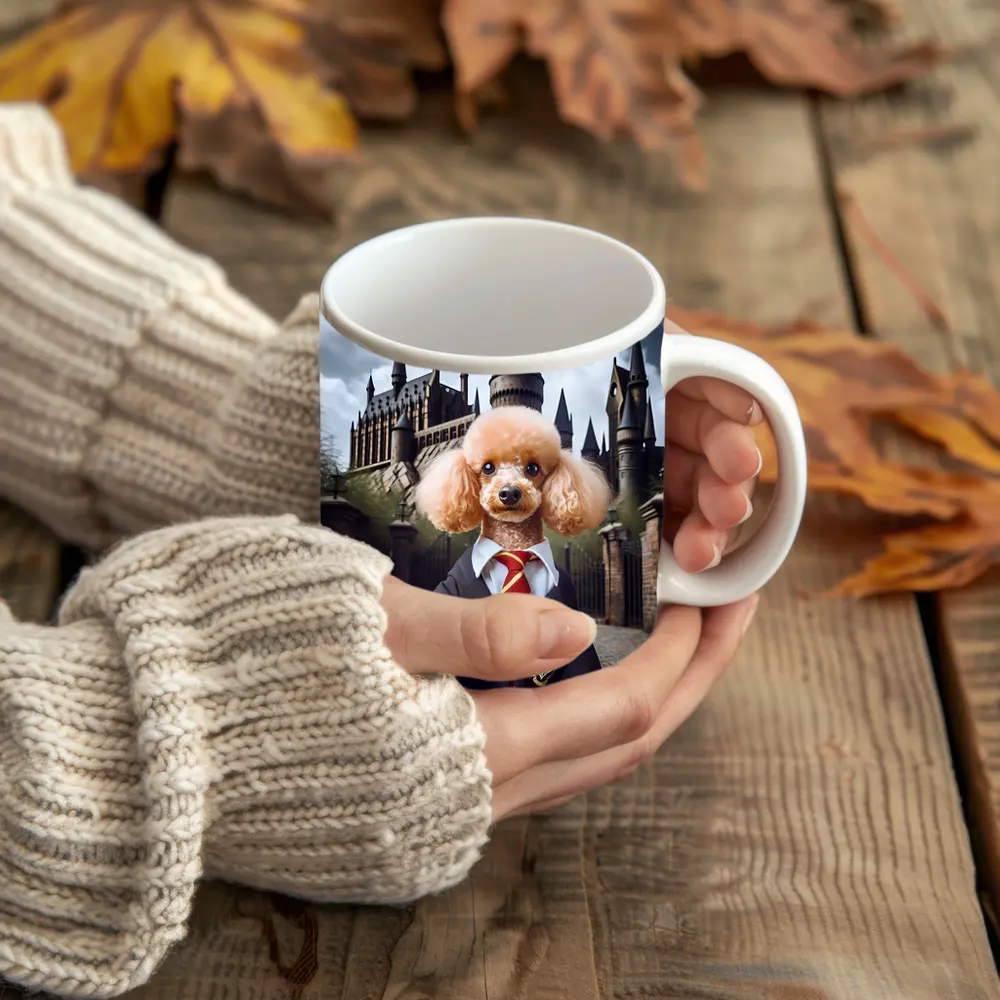 Poodle Wizard Hogwarts Castle Fantasy Art – Mugs