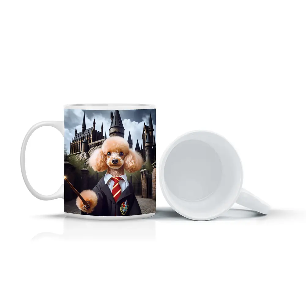 Poodle Wizard Hogwarts Castle Fantasy Art – Mugs