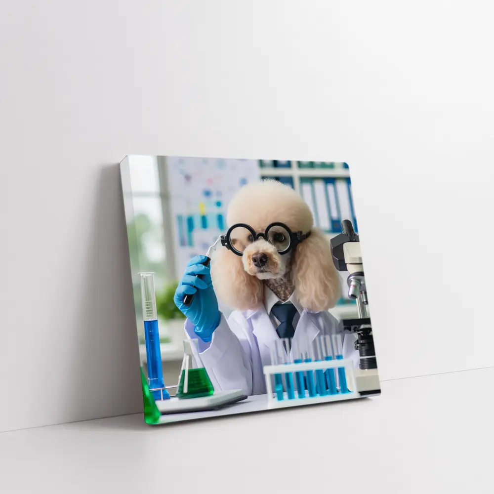 Poodle Scientist In Laboratory White Coat – Wall Art