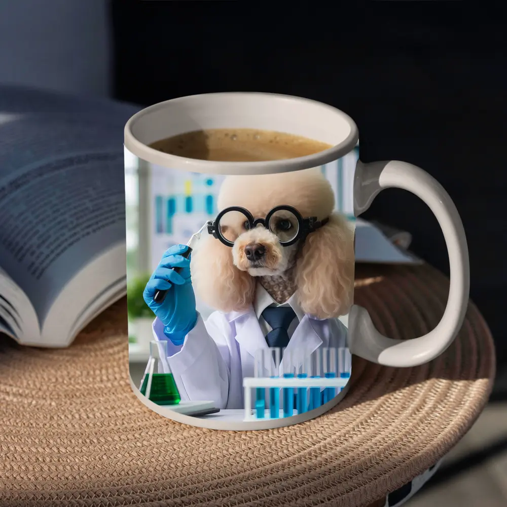 Poodle Scientist In Laboratory White Coat – Mugs