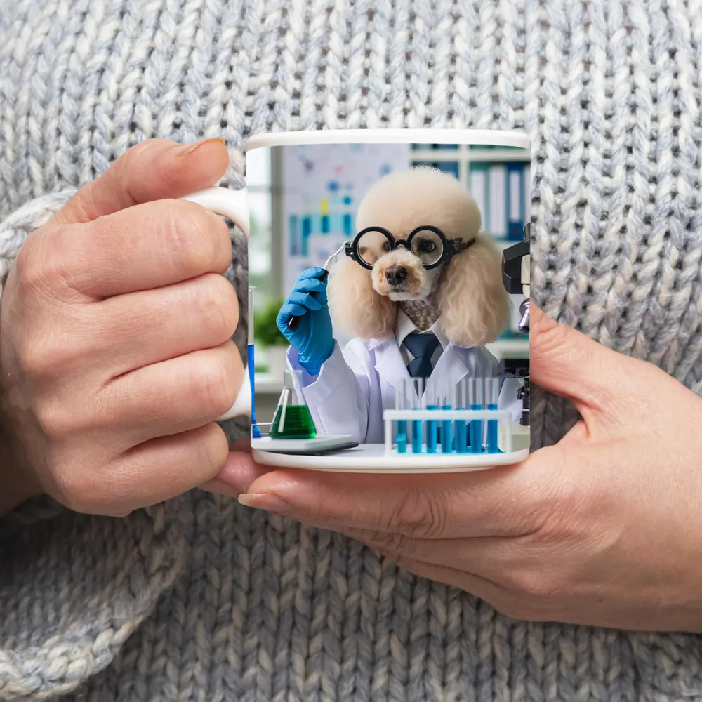 Poodle Scientist In Laboratory White Coat – Mugs
