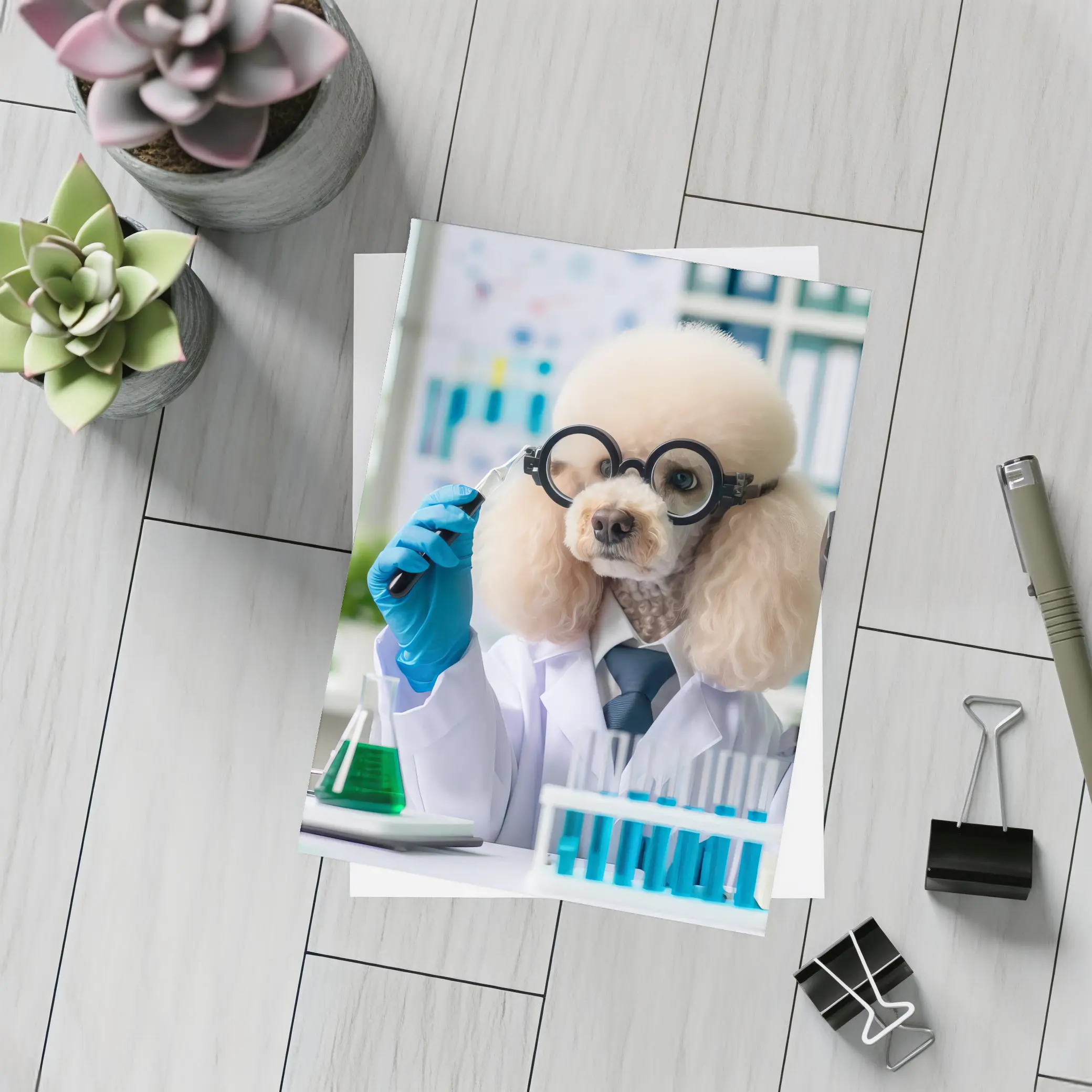 Poodle Scientist In Laboratory White Coat – Postcards