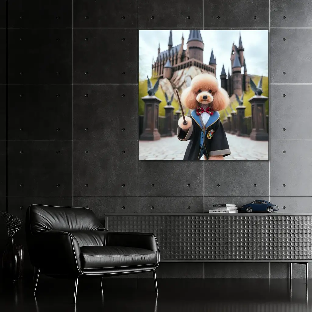 Poodle Wizard Wand Hogwarts Castle Background – Wall Art