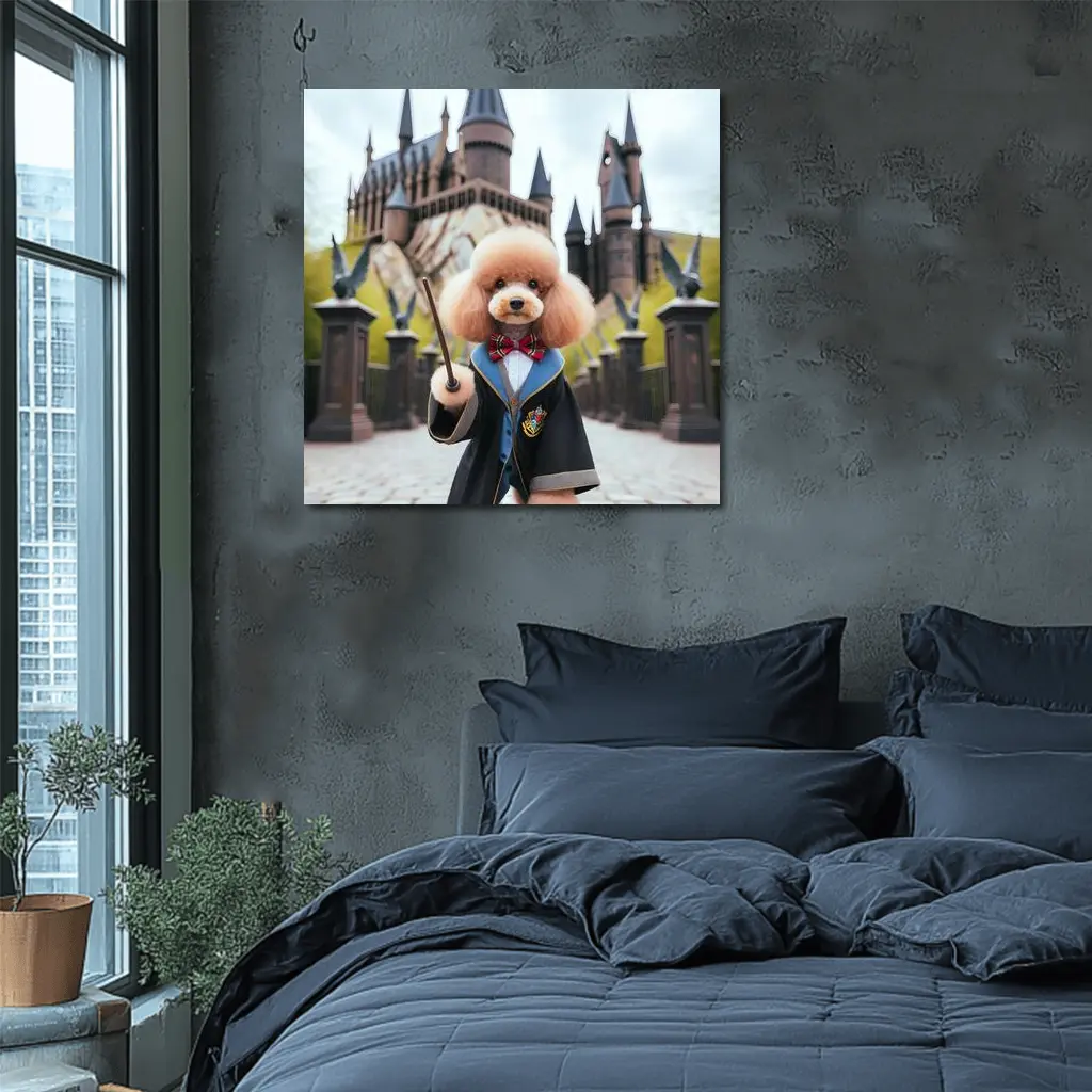 Poodle Wizard Wand Hogwarts Castle Background – Wall Art