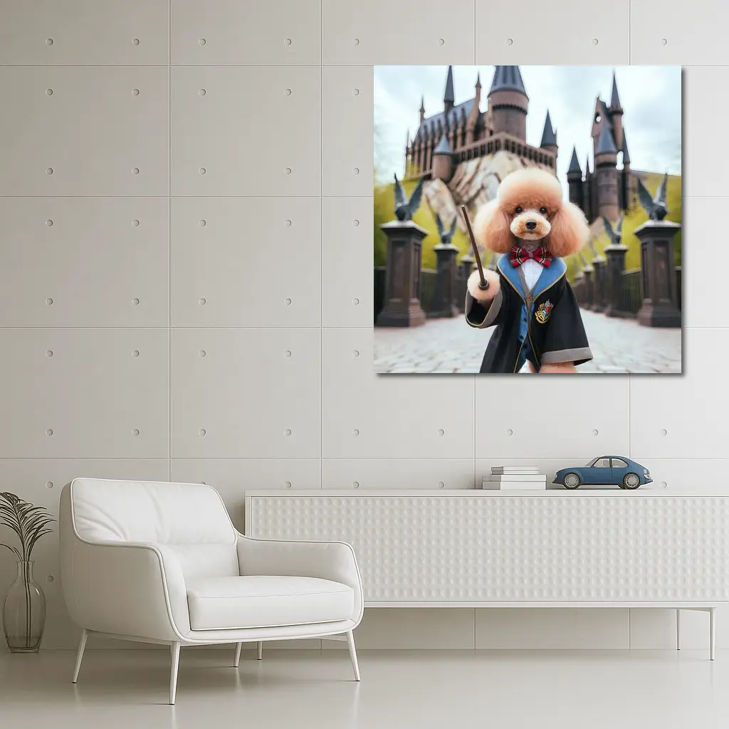 Poodle Wizard Wand Hogwarts Castle Background – Wall Art