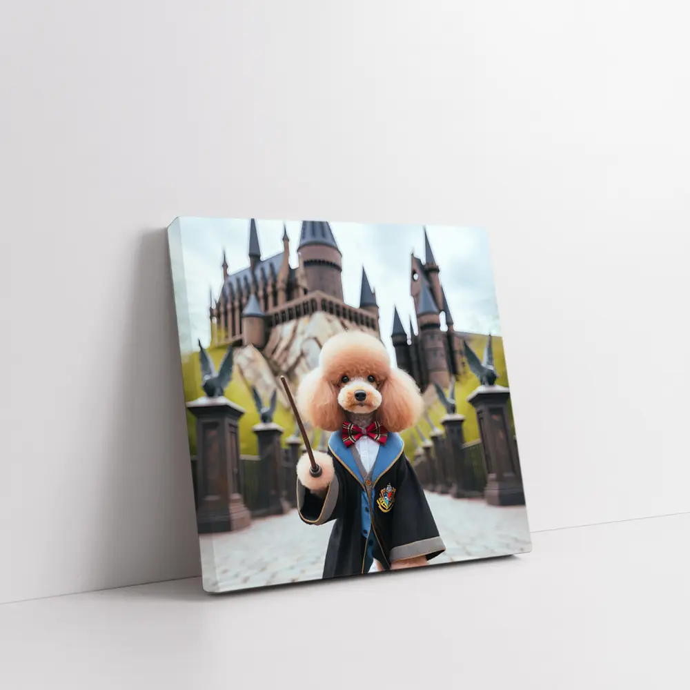 Poodle Wizard Wand Hogwarts Castle Background – Wall Art