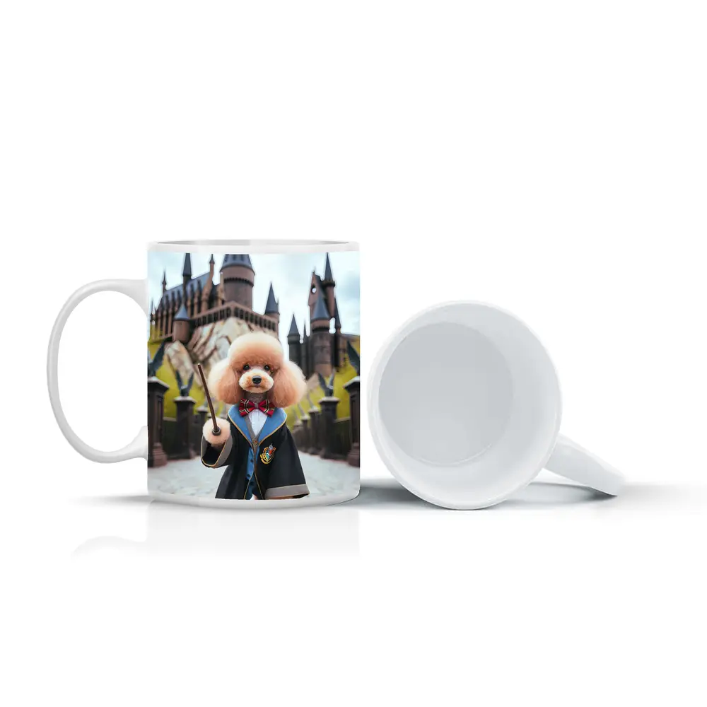 Poodle Wizard Wand Hogwarts Castle Background – Mugs