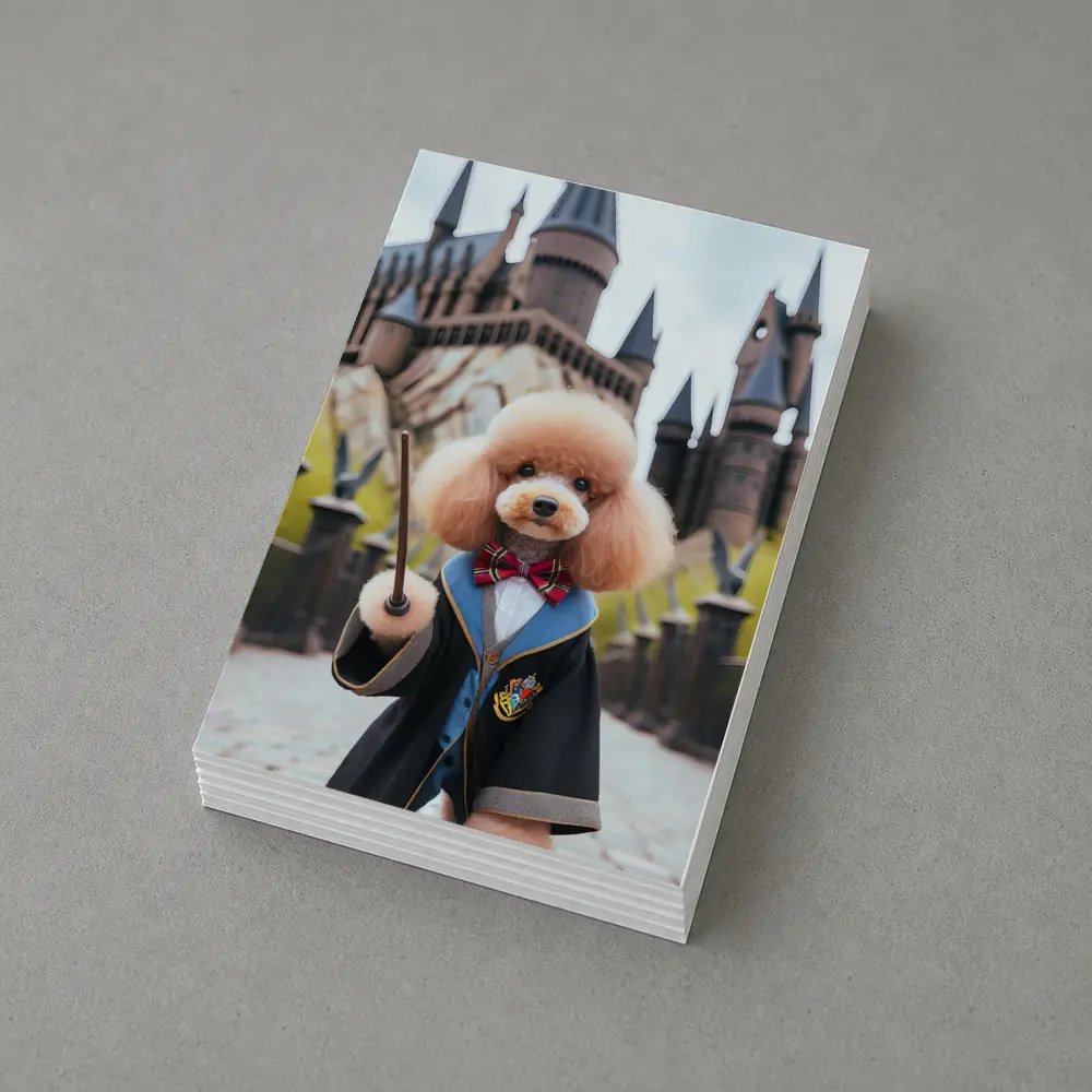 Poodle Wizard Wand Hogwarts Castle Background – Postcards