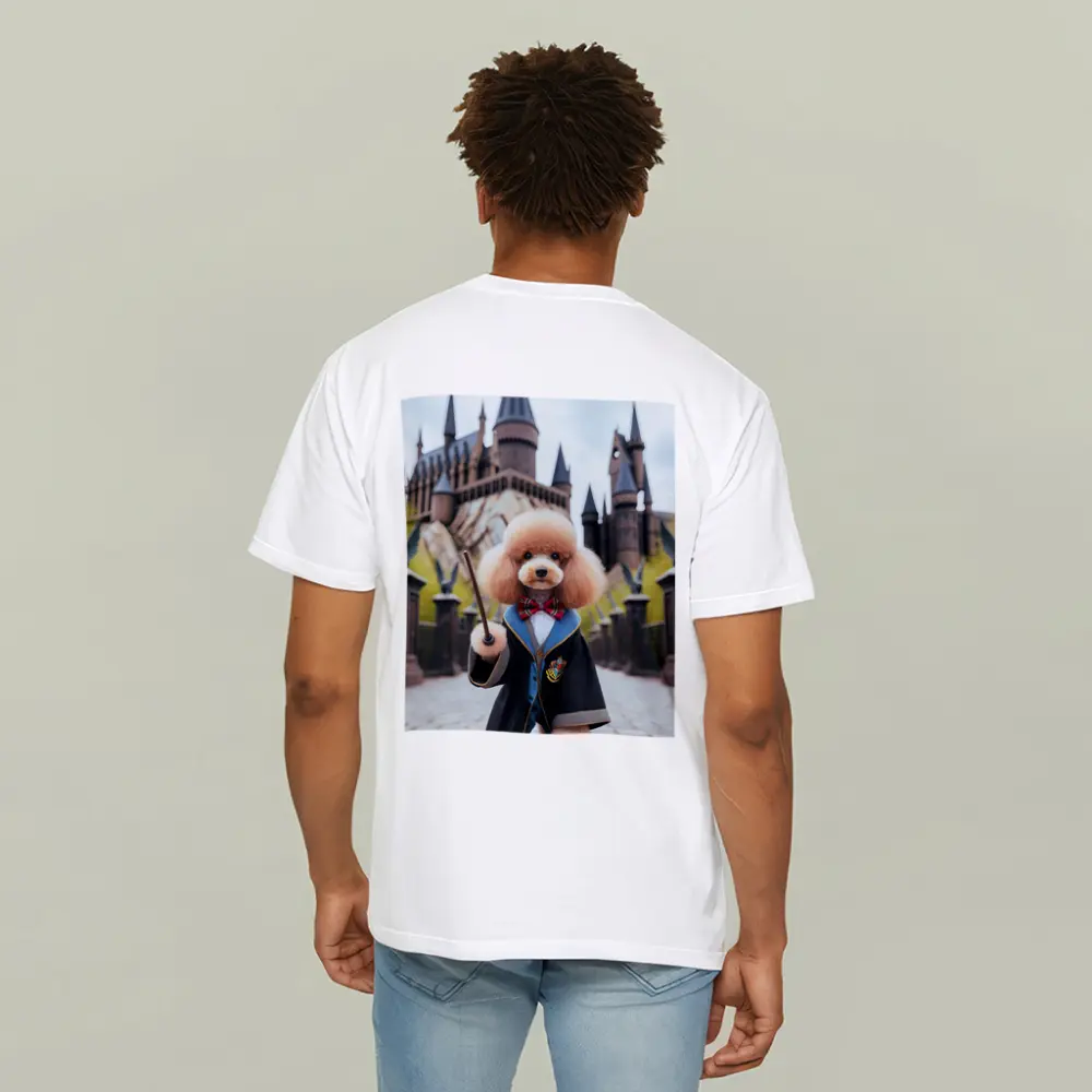 Poodle Wizard Wand Hogwarts Castle Background – T-Shirts