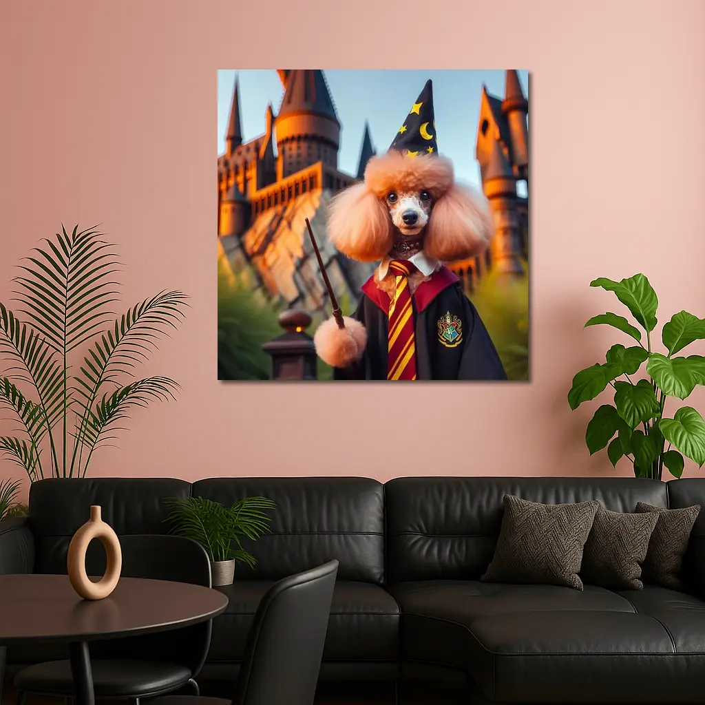 Poodle Wizard Wand Magic Castle Background – Wall Art
