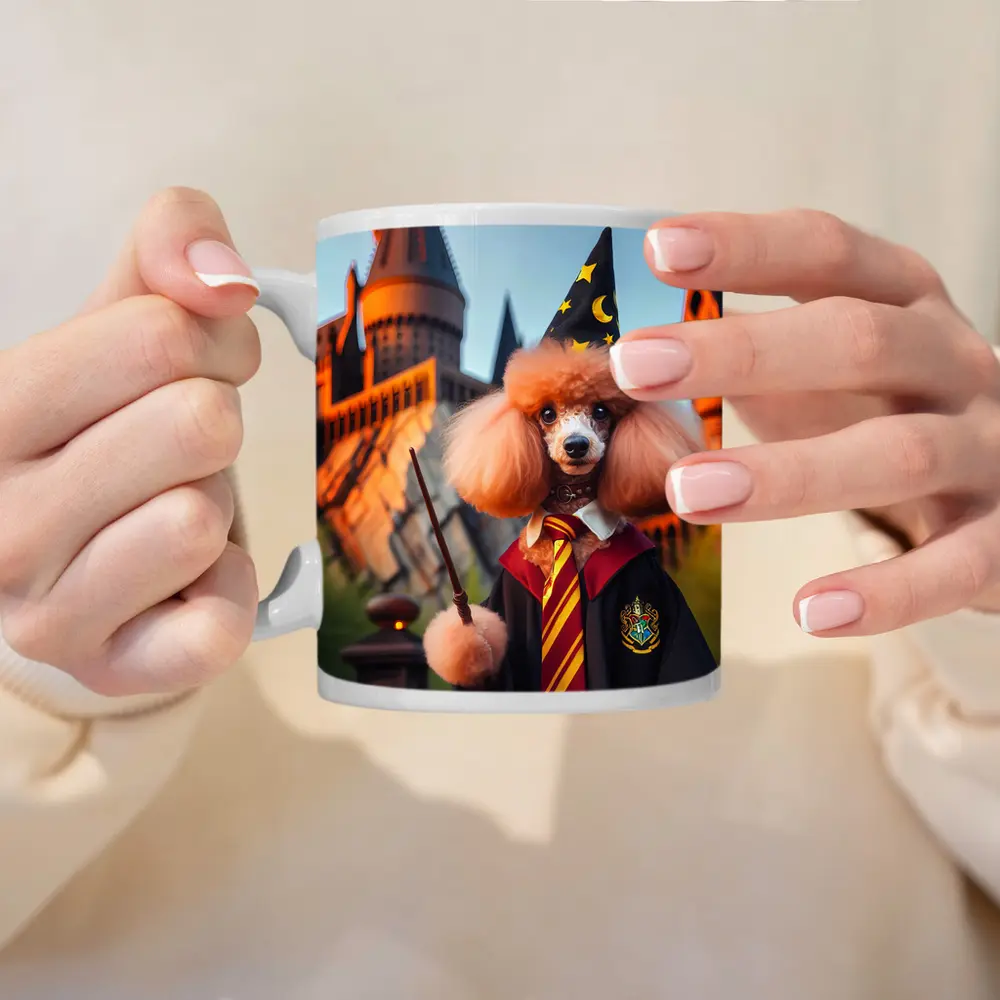 Poodle Wizard Wand Magic Castle Background – Mugs