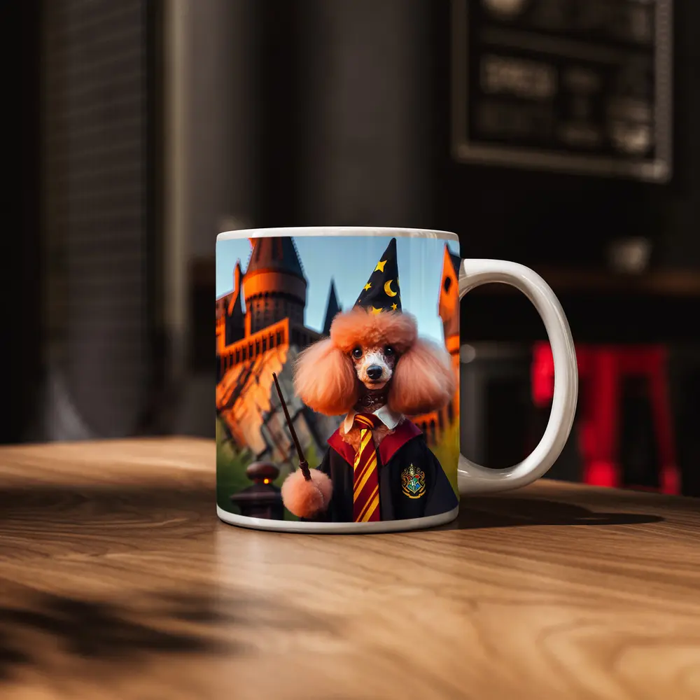 Poodle Wizard Wand Magic Castle Background – Mugs