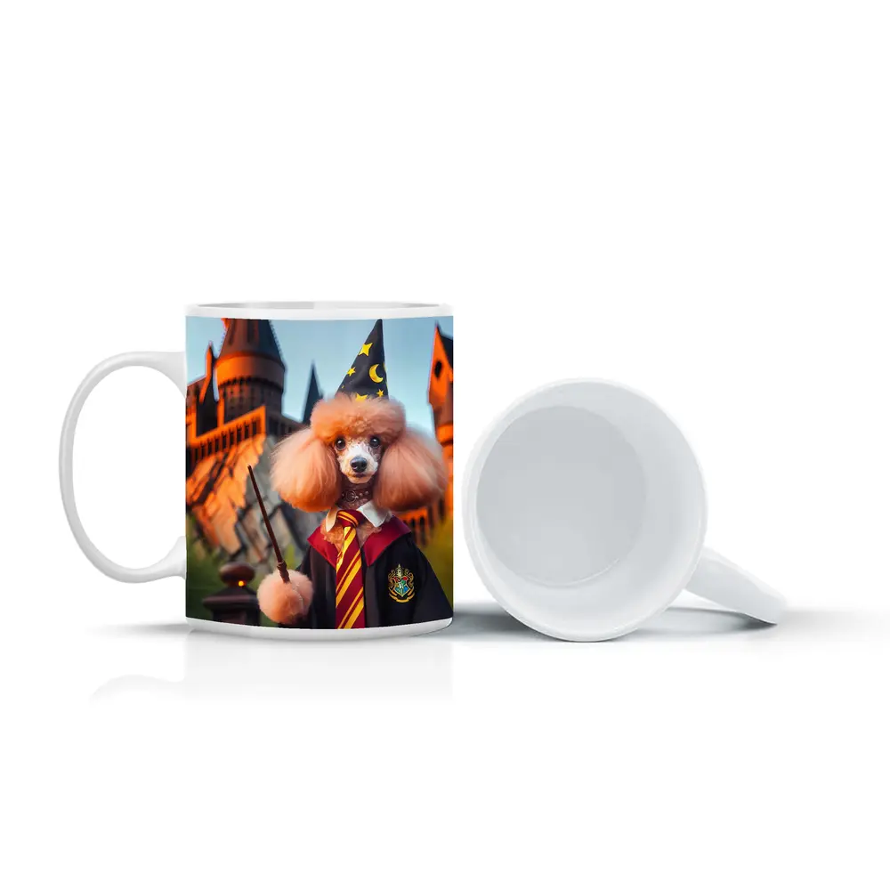 Poodle Wizard Wand Magic Castle Background – Mugs