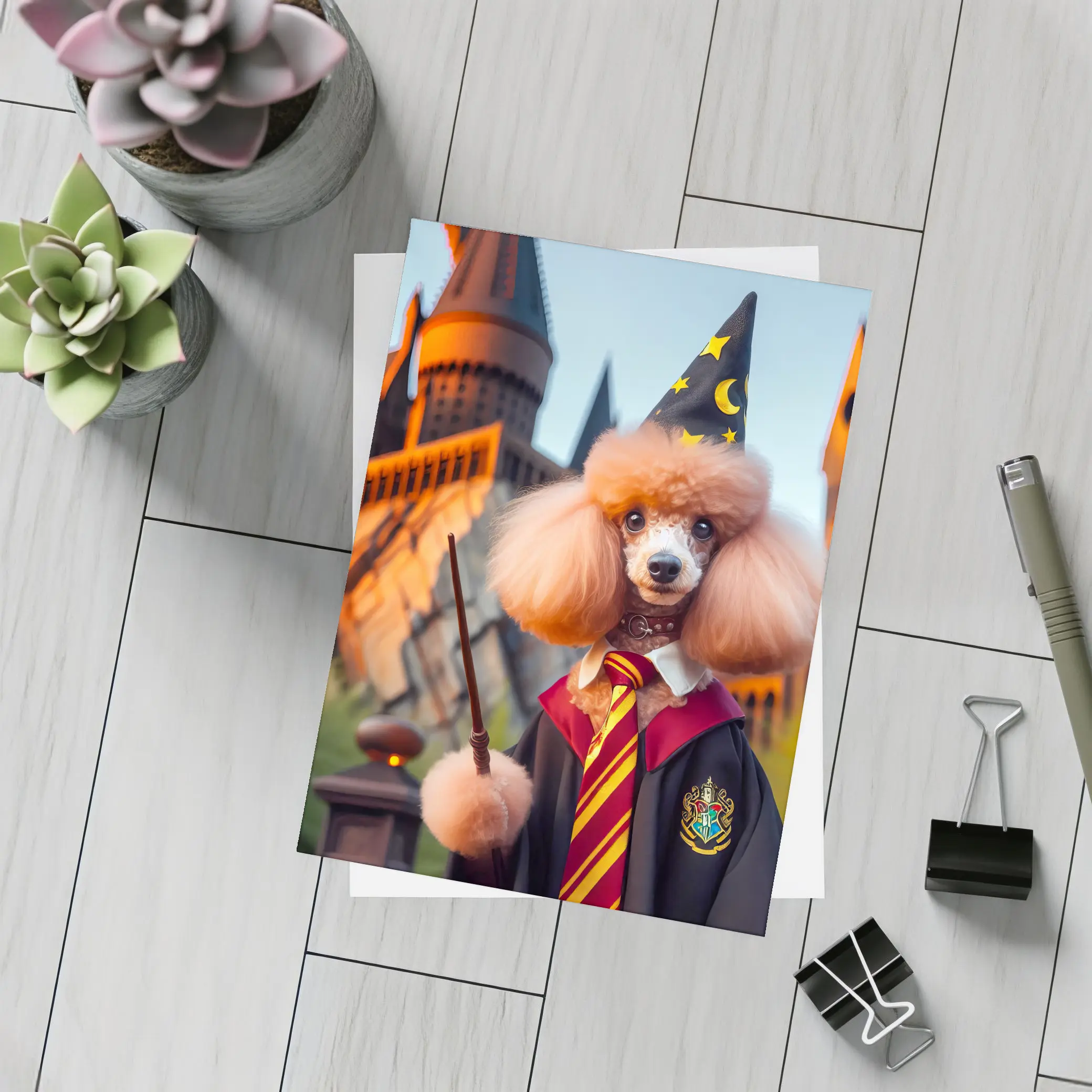 Poodle Wizard Wand Magic Castle Background – Postcards
