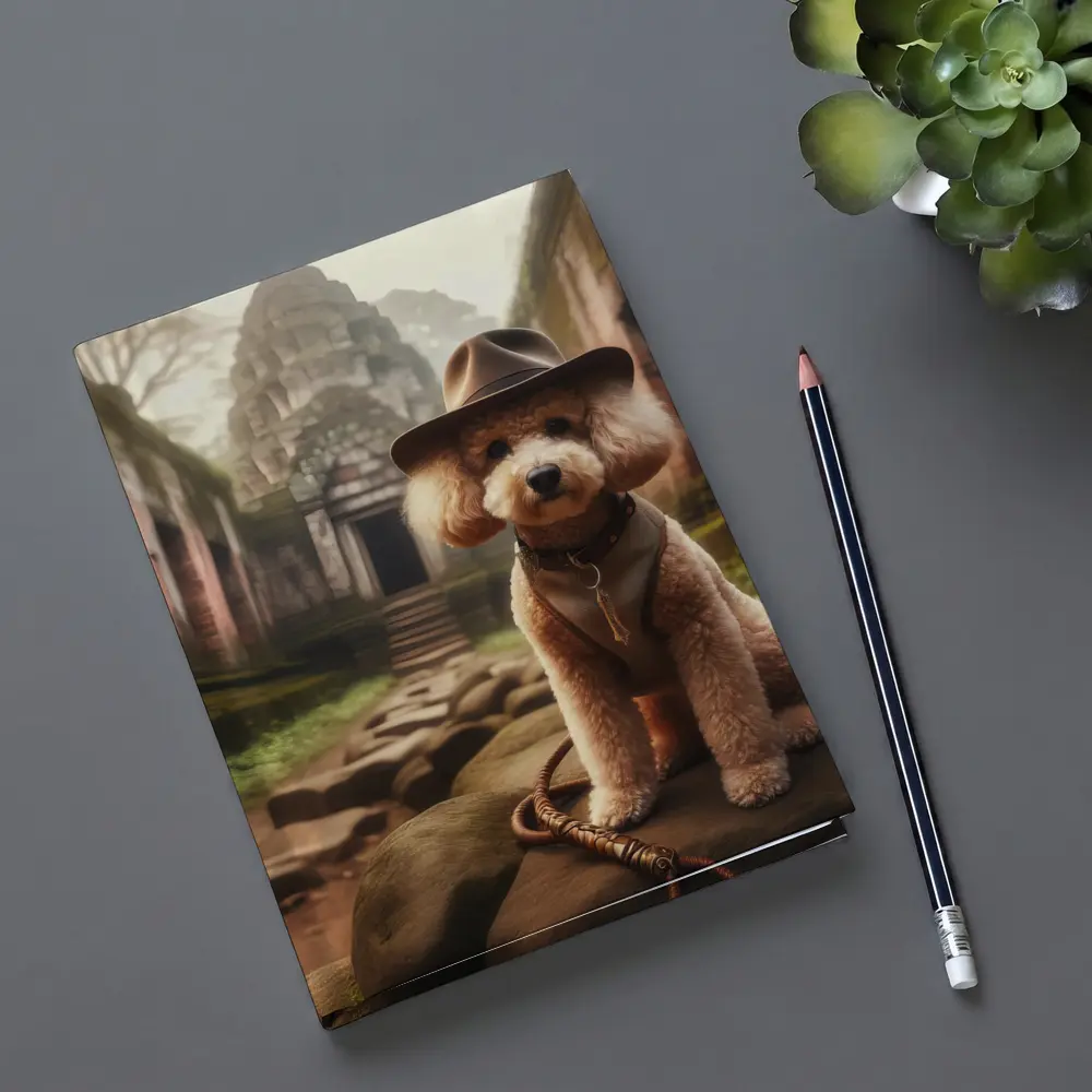 Poodle Dog Explorer Hat Ancient Temple Ruins – Notebooks