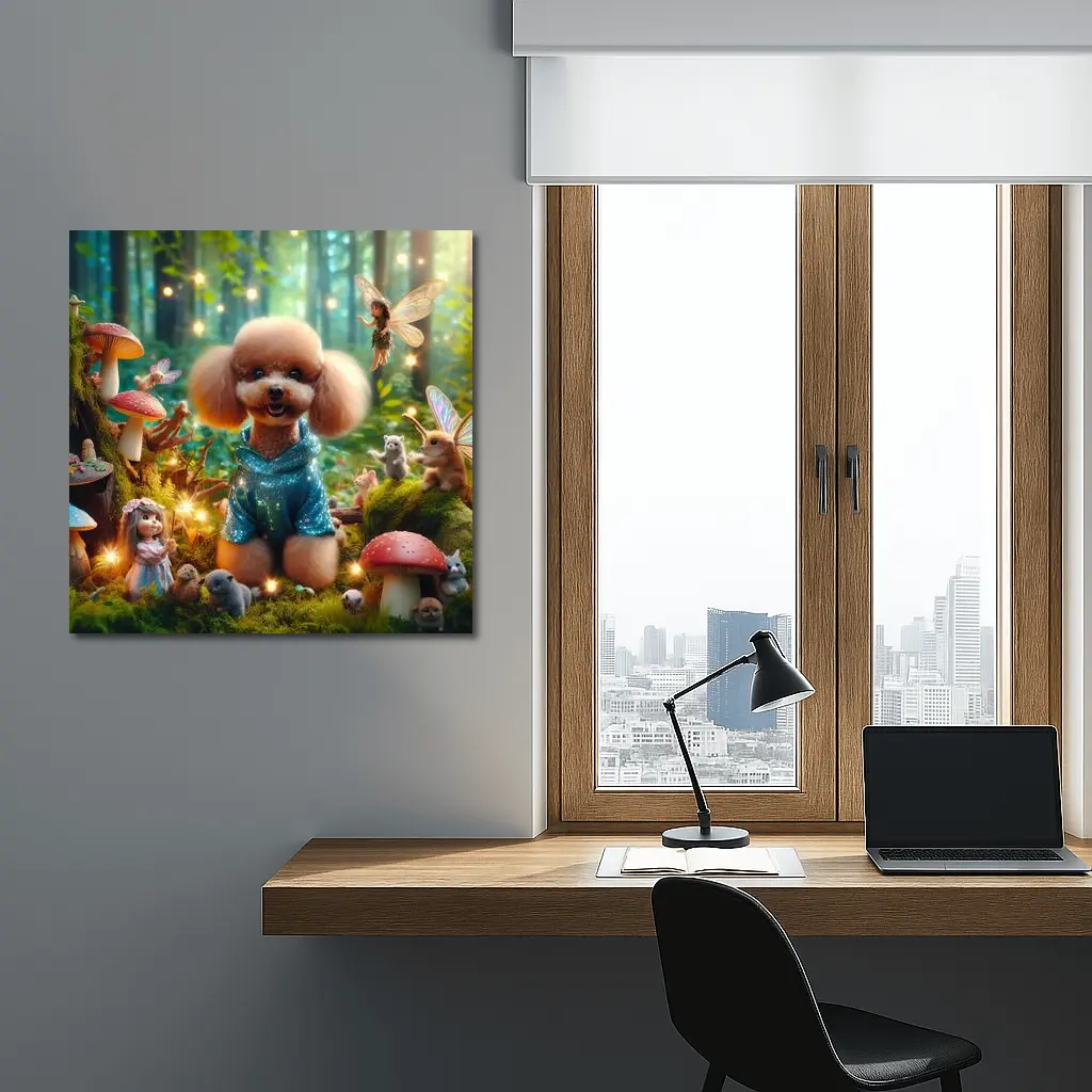 Poodle Dog Fairy Forest Fantasy Scene – Wall Art
