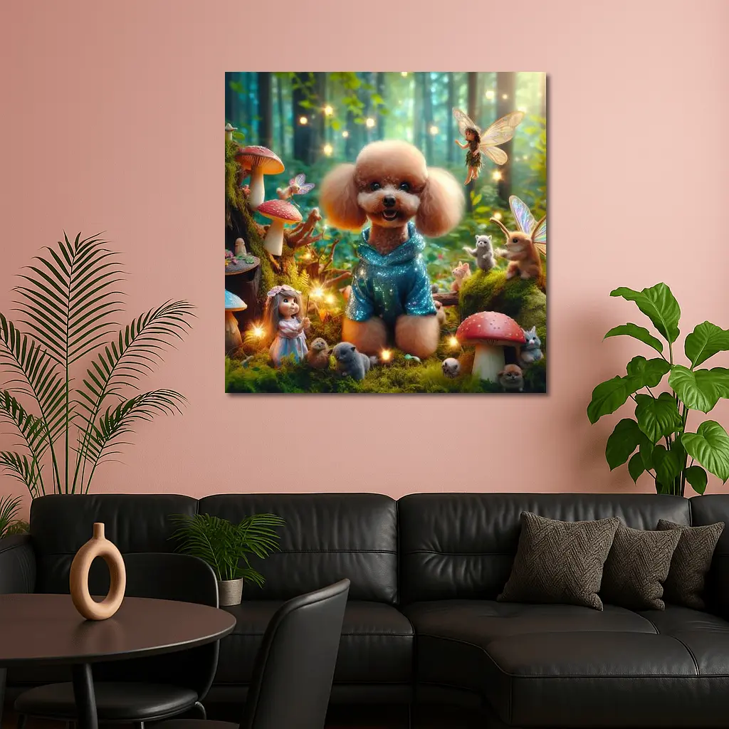 Poodle Dog Fairy Forest Fantasy Scene – Wall Art