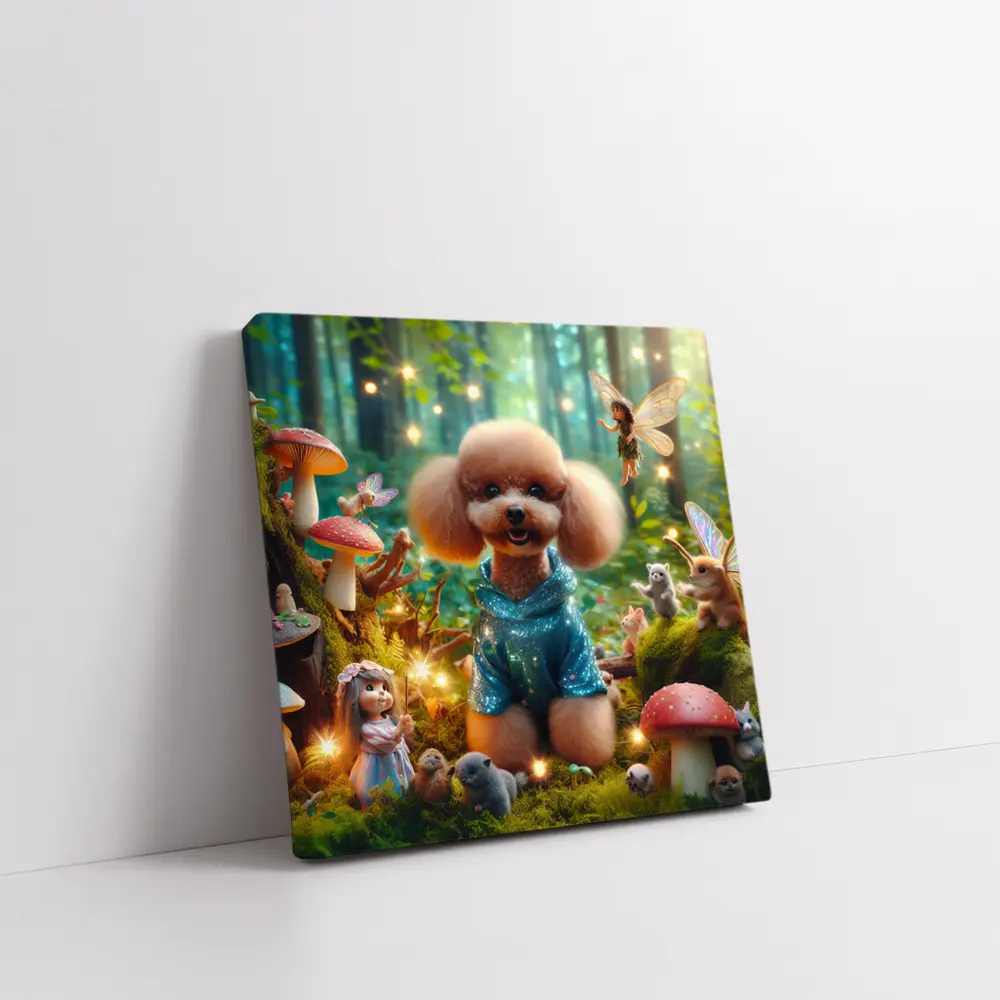 Poodle Dog Fairy Forest Fantasy Scene – Wall Art
