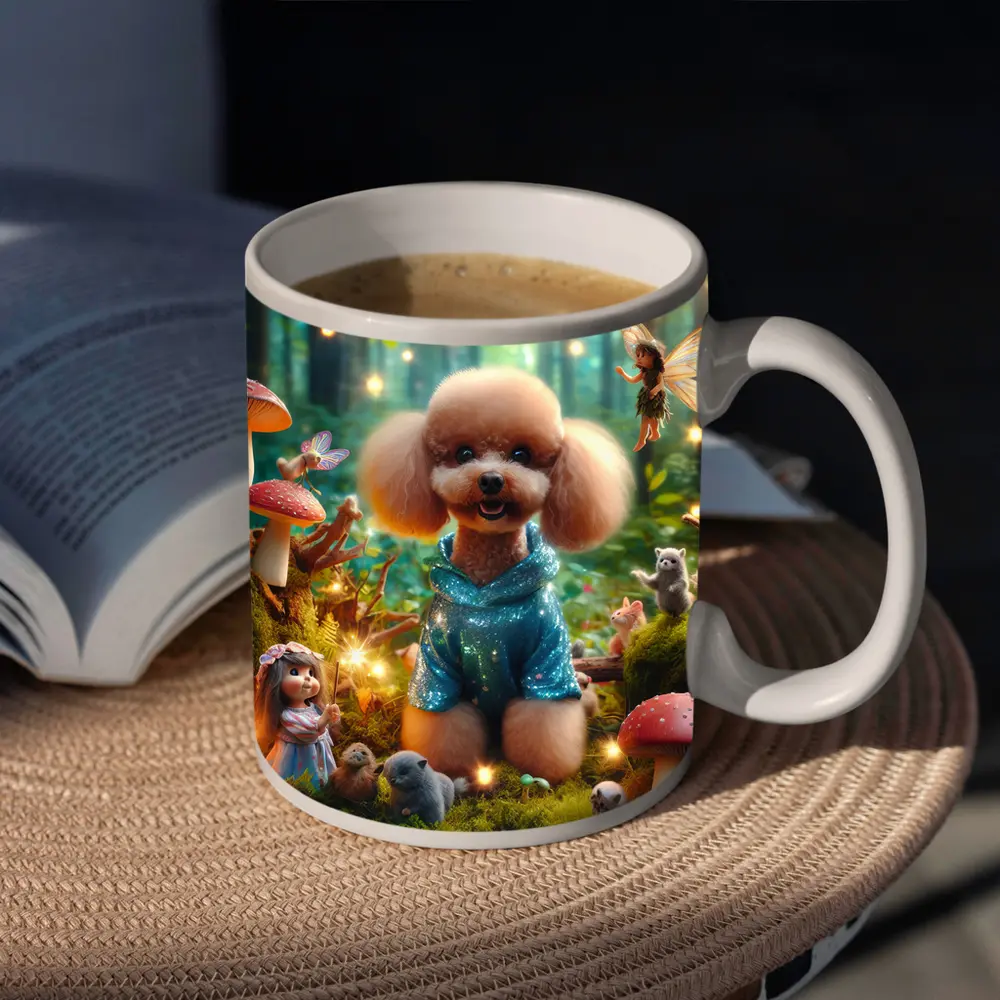 Poodle Dog Fairy Forest Fantasy Scene – Mugs
