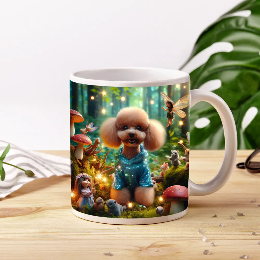 Poodle Dog Fairy Forest Fantasy Scene – Mugs