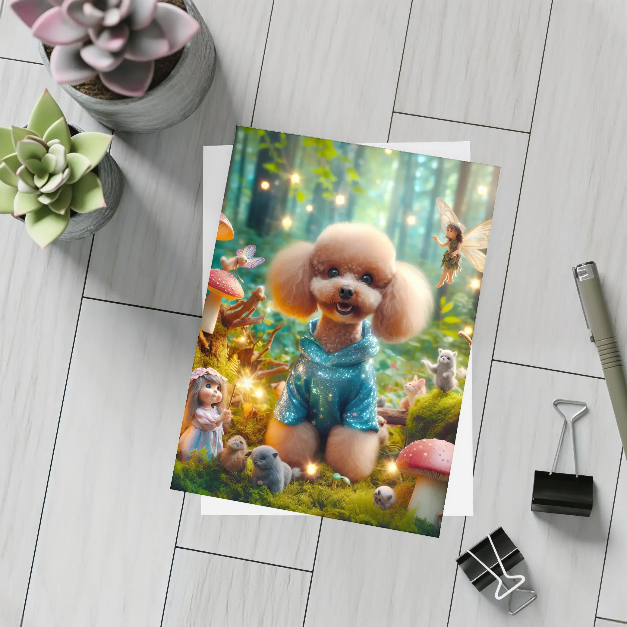 Poodle Dog Fairy Forest Fantasy Scene – Postcards