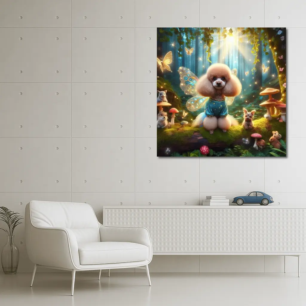 Fairy Poodle Dog Enchanted Forest Scene – Wall Art