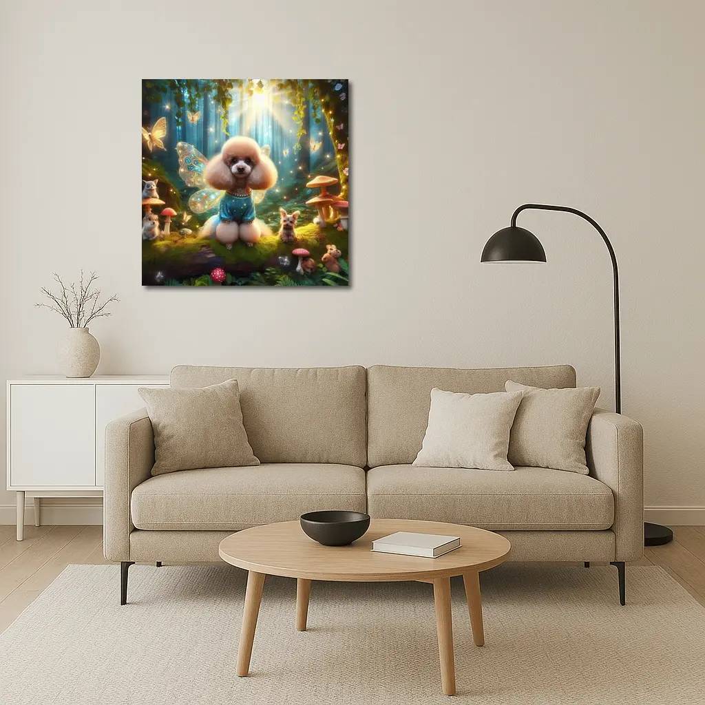 Fairy Poodle Dog Enchanted Forest Scene – Wall Art