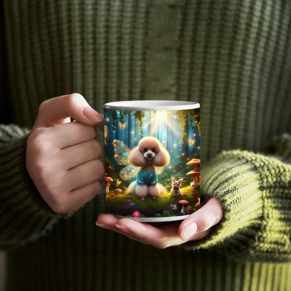 Fairy Poodle Dog Enchanted Forest Scene – Mugs