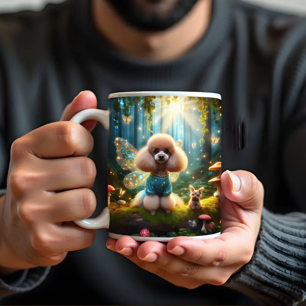 Fairy Poodle Dog Enchanted Forest Scene – Mugs