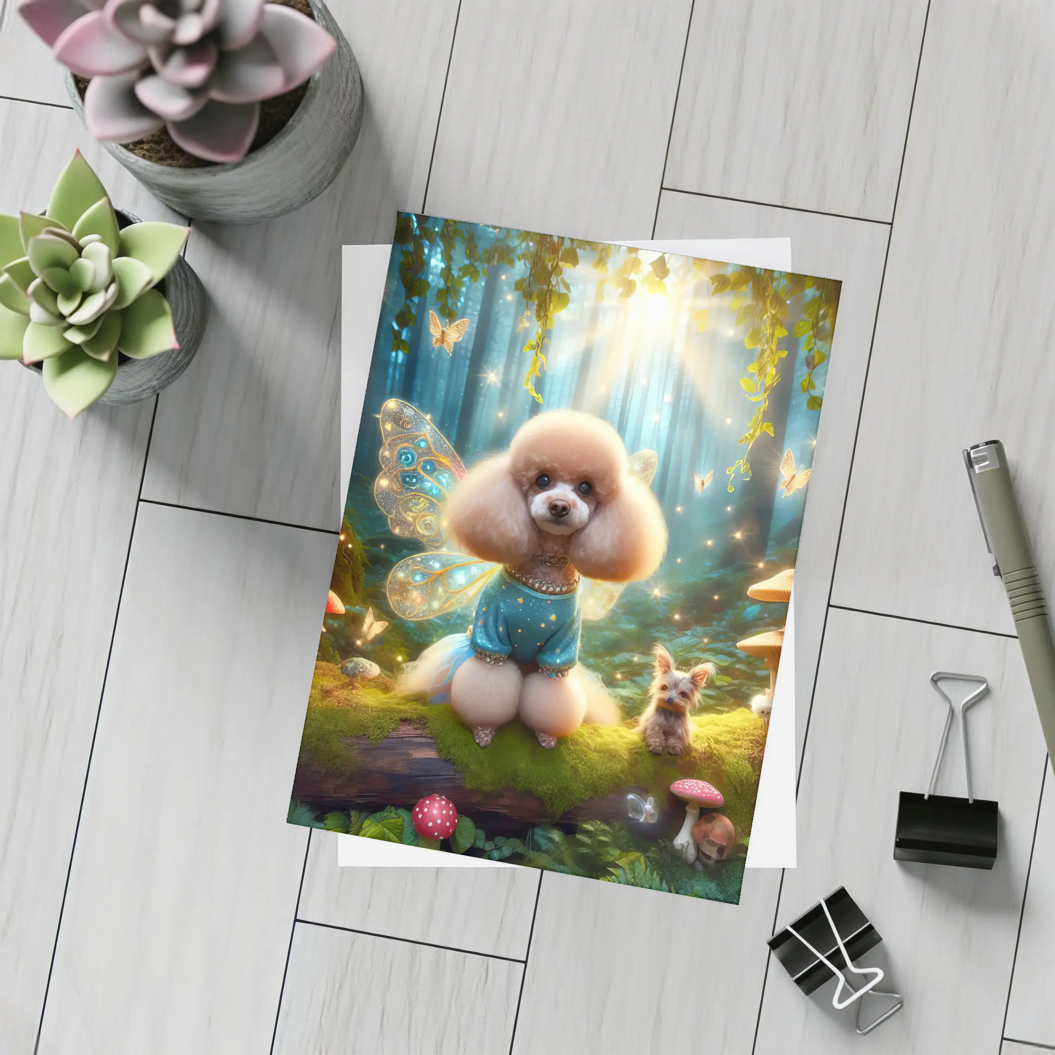 Fairy Poodle Dog Enchanted Forest Scene – Postcards