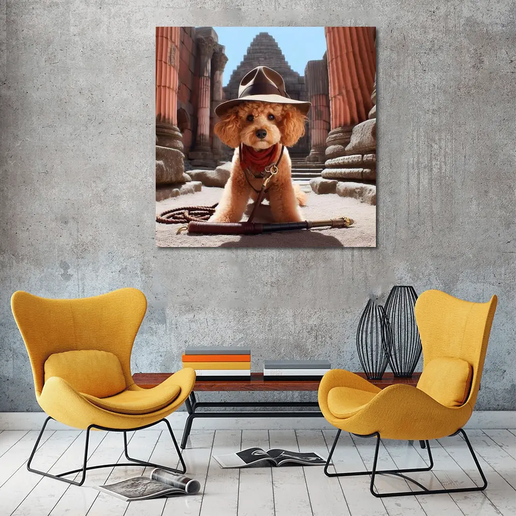 Poodle Dog Explorer Ancient Temple Ruins – Wall Art