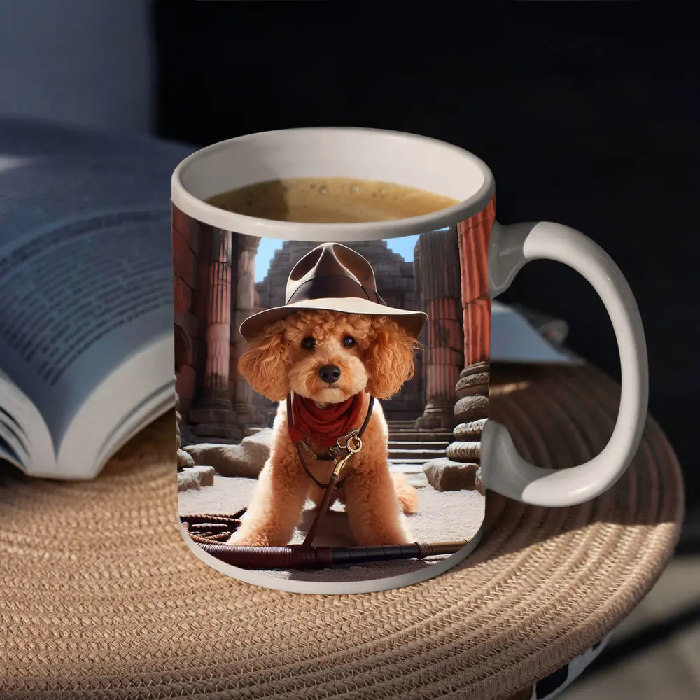 Poodle Dog Explorer Ancient Temple Ruins – Mugs