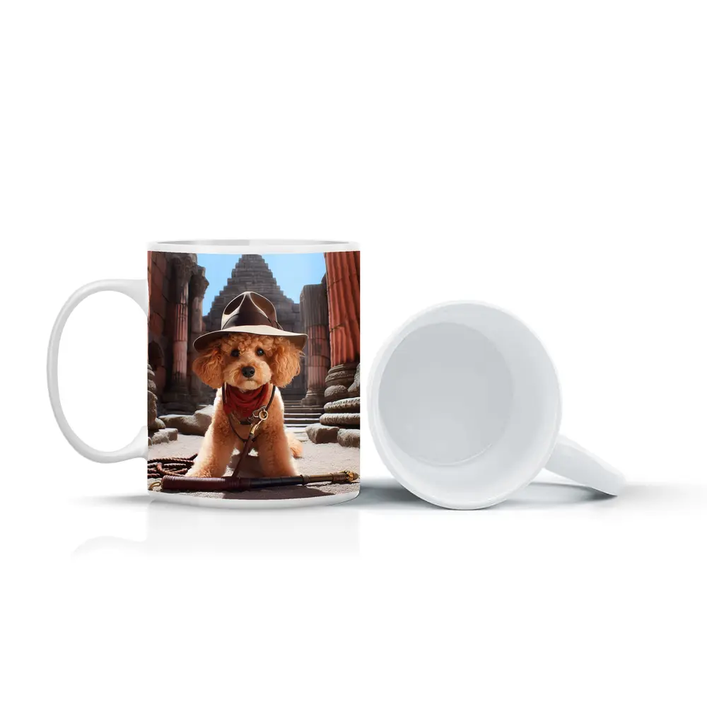 Poodle Dog Explorer Ancient Temple Ruins – Mugs