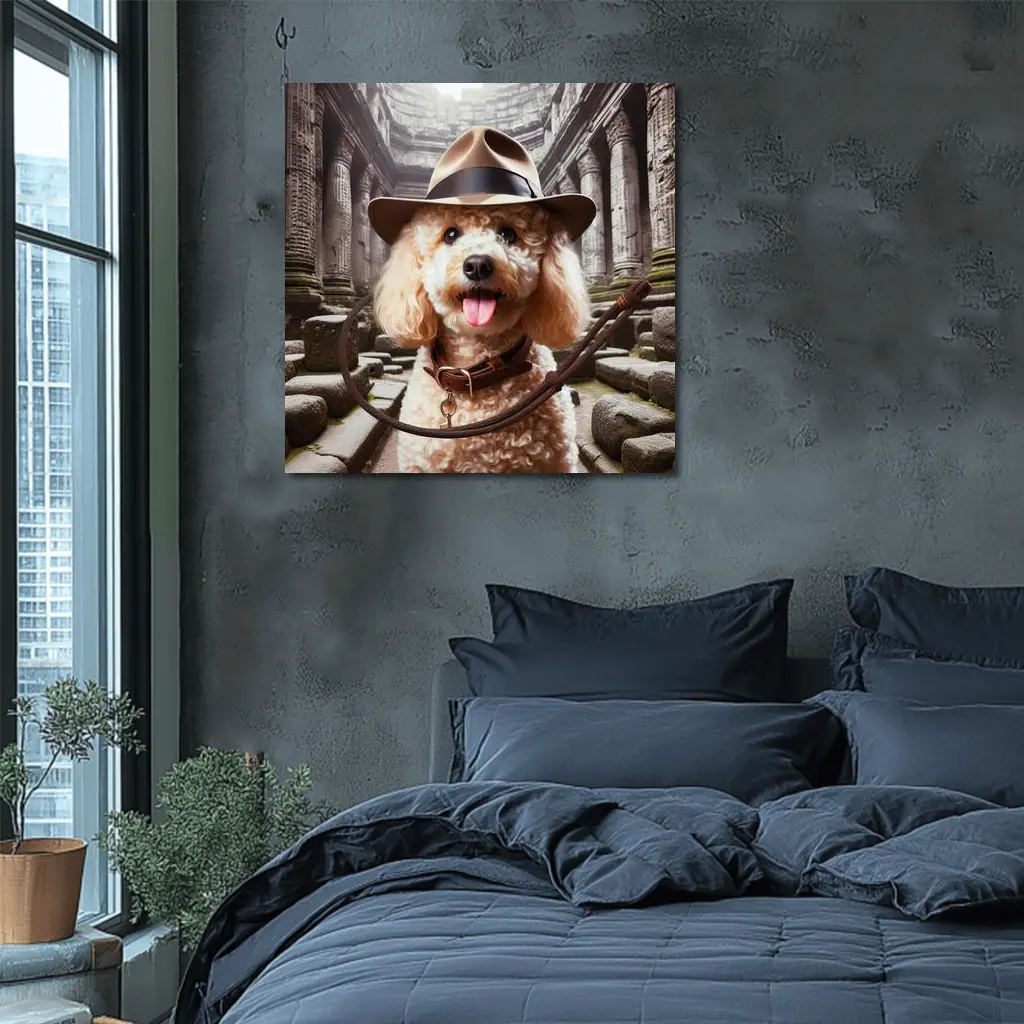 Poodle Explorer Hat Ancient Temple Ruins – Wall Art