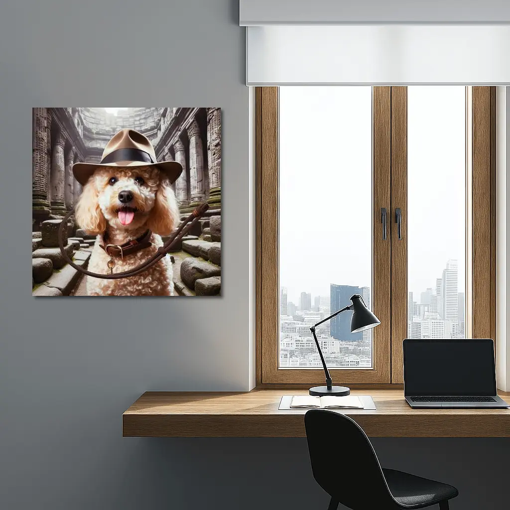 Poodle Explorer Hat Ancient Temple Ruins – Wall Art