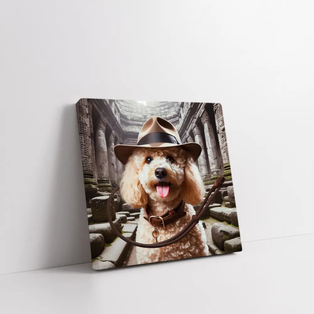 Poodle Explorer Hat Ancient Temple Ruins – Wall Art