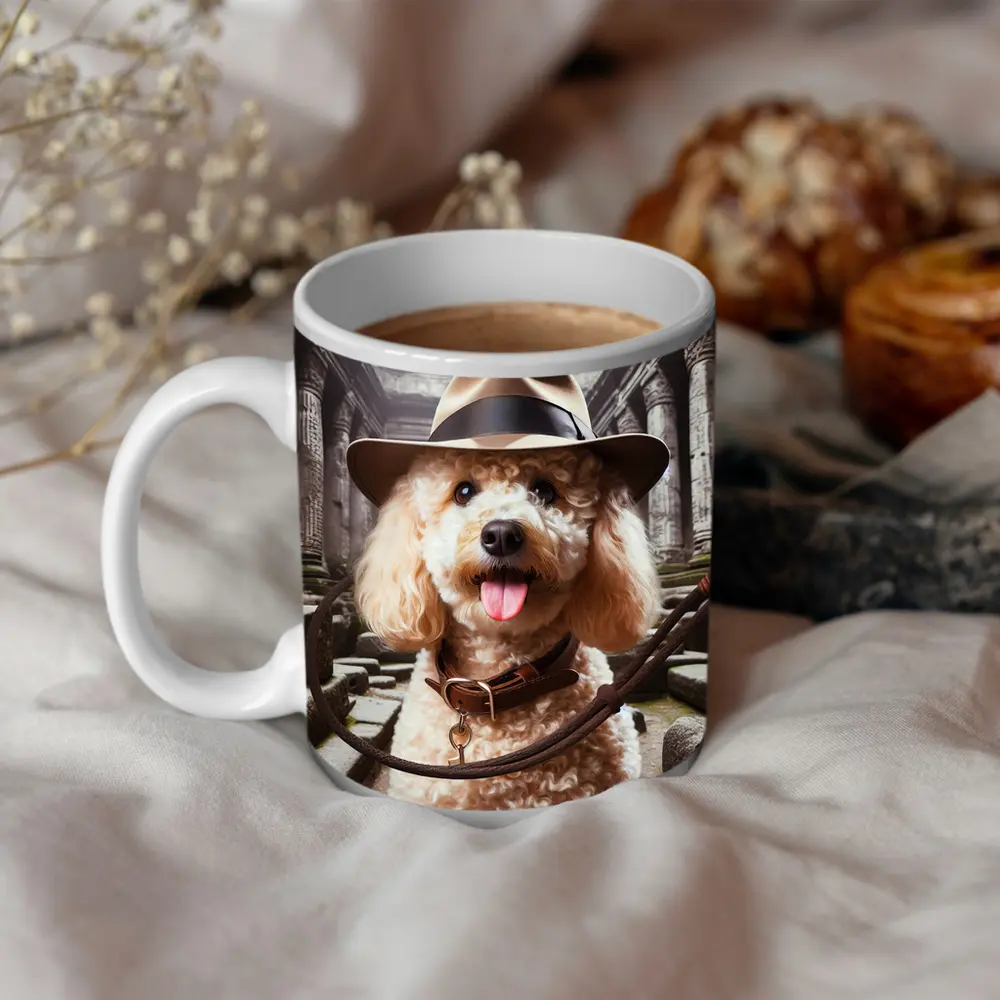 Poodle Explorer Hat Ancient Temple Ruins – Mugs